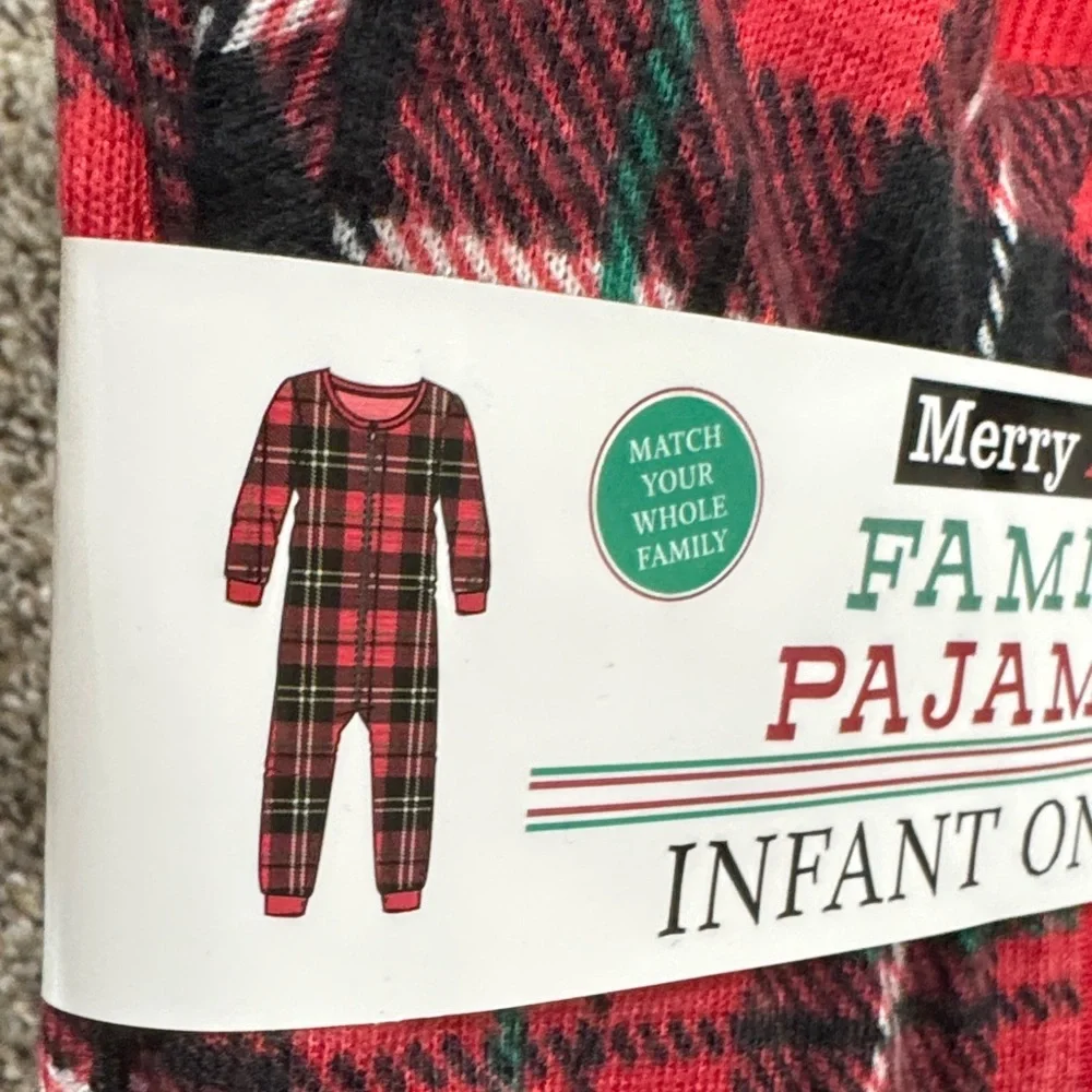 Merry Lane Red & Black Plaid Infant Onesie - Family Pajamas